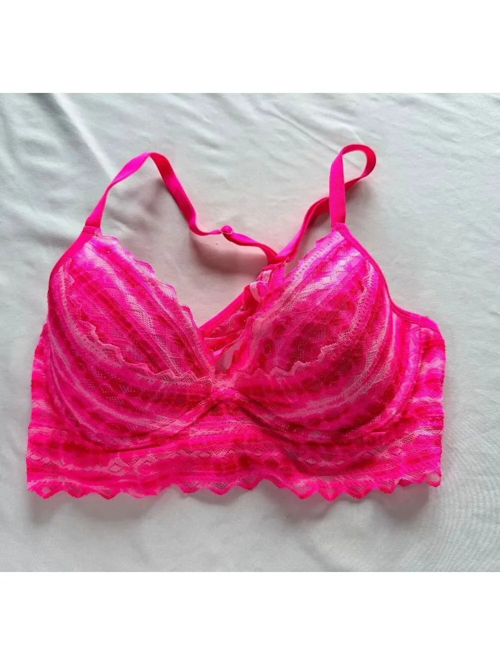 Victoria's Secret PINK Lace Racerback Bralette Hot Pink Ombre Size M